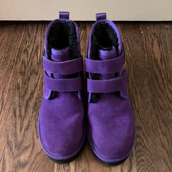 UGG 5 Purple Neumel Platform Suede Wool lined Velcro Tie Closure - Picture 2 of 6